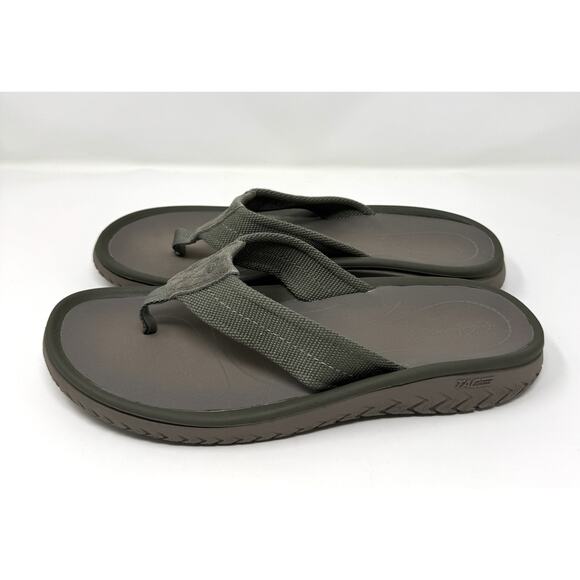 Clarks Men's Wesley Belt Flip-Flop, Olive Textile, Size 11 - Picture 5 of 7